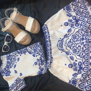 2 piece blue and white porcelain bohemian set